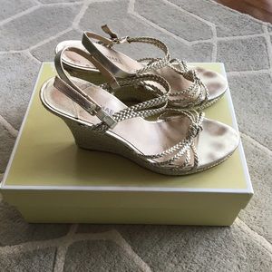 Michael Kors light gold braided wedges